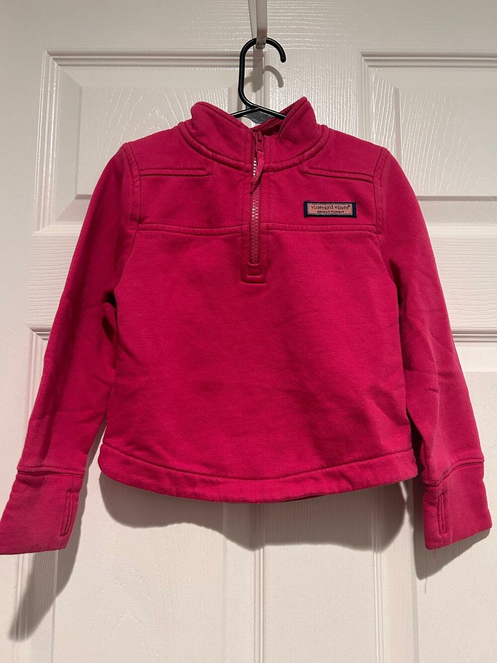 Vineyard Vines Girls 4T Shep Shirt Pink Quarter Zip Fleece Pullover Sweater